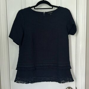 Navy blue banana Republic boucle top.
